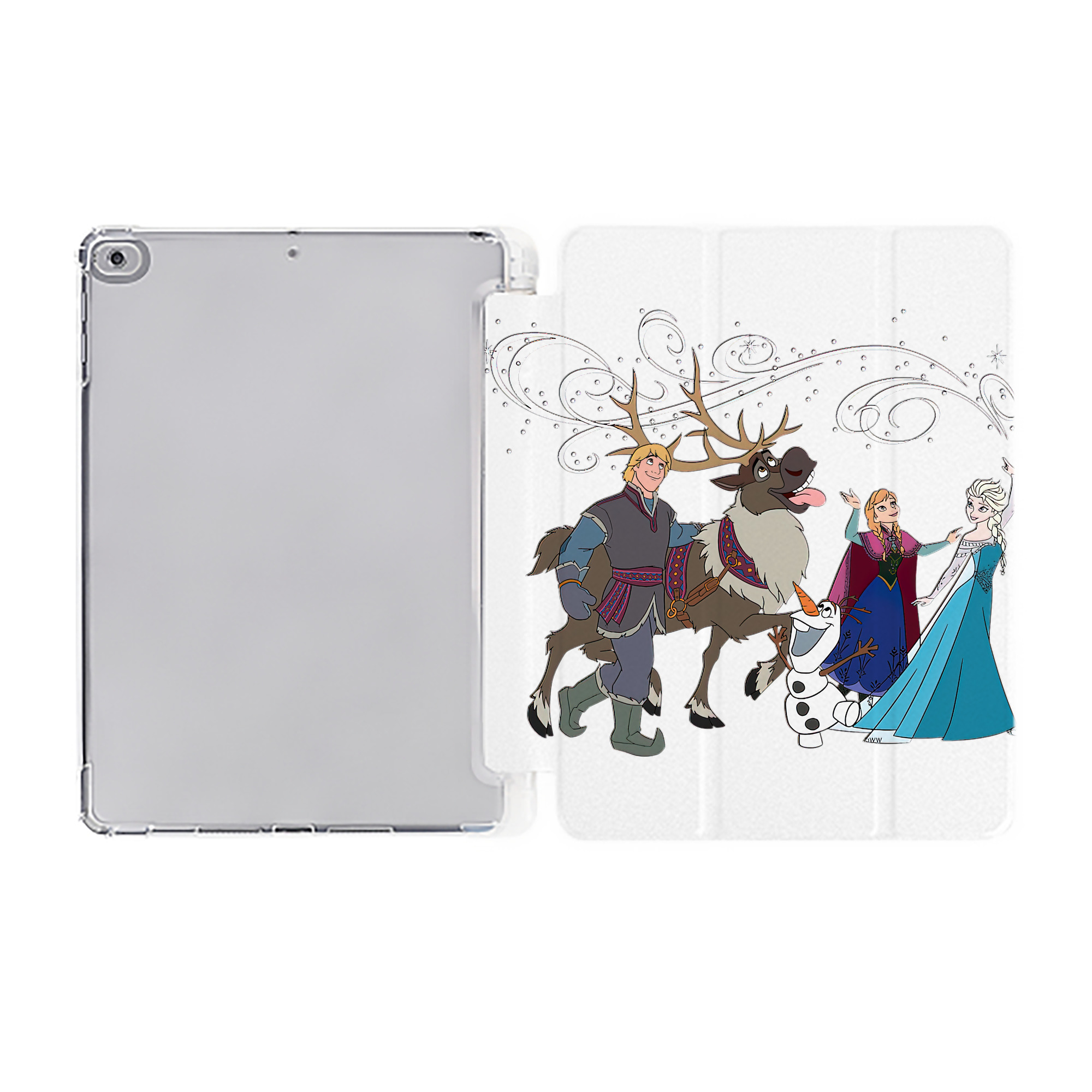 （画像用） アナと雪の女王 アンナ エルサ Frozen Anna Elsa IPad ケース ペン収納付き 三つ折りスタンド PUレザー×シリコン 対応機種9.5/10.5/10.9インチ